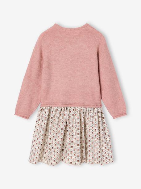 Robe 2 en 1 manches longues fille prune+rose poudré - vertbaudet enfant 