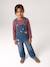 Wijde salopet van jeans voor meisjes denimgrijs+middenblauw+stone+zwart denim - vertbaudet enfant 