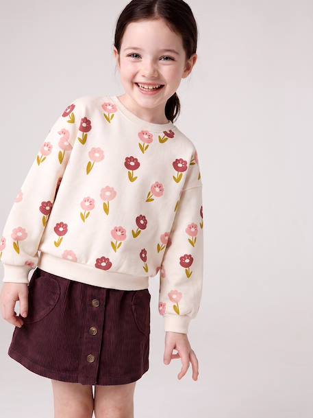 Fluwelen rok met zakjes hartjes antraciet+groenblauw+kameel+zachtpaars - vertbaudet enfant 