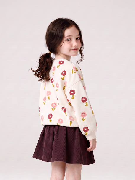Fluwelen rok met zakjes hartjes antraciet+groenblauw+kameel+zachtpaars - vertbaudet enfant 