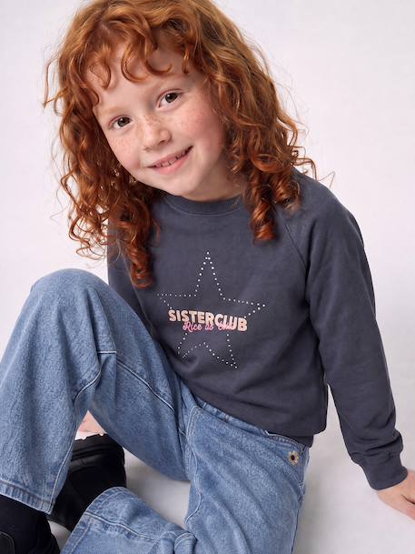 Meisjesshirt met studs inktblauw+pruim - vertbaudet enfant 