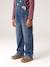 Wijde salopet van jeans voor meisjes denimgrijs+middenblauw+stone+zwart denim - vertbaudet enfant 