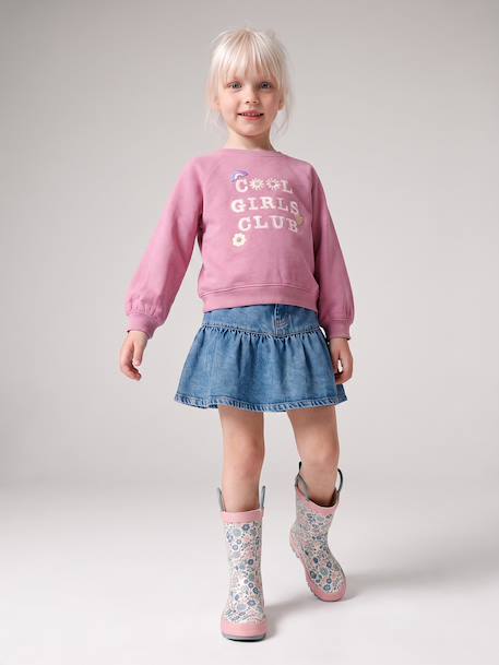 Jupe denim fille volantée bleu jean - vertbaudet enfant 
