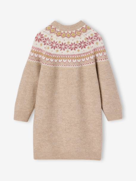 Robe fille manches longues camel+rose poudré+vert sauge - vertbaudet enfant 