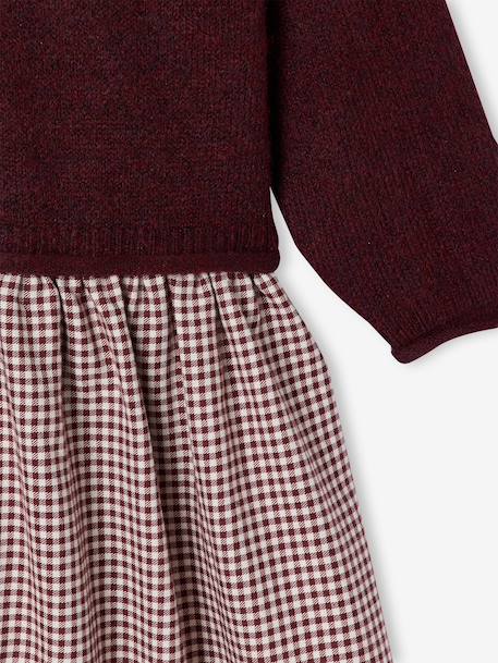 2-in-1 jurk met lange mouwen prune+rose poudré - vertbaudet enfant 