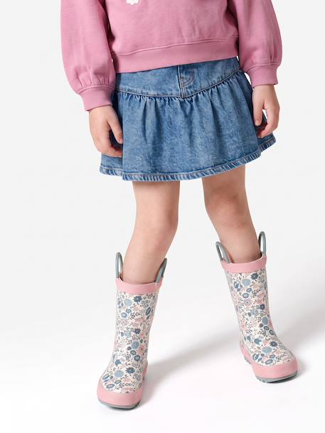 Jupe denim fille volantée bleu jean - vertbaudet enfant 