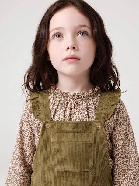 T-shirt fantaisie col élastiqué volanté fille écru+marine+vanille - vertbaudet enfant 
