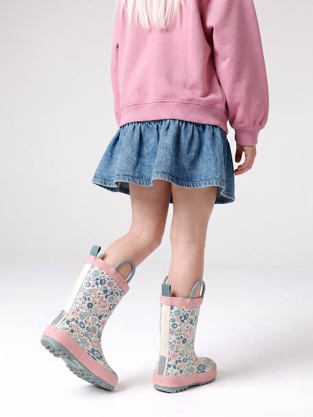 Denim rok met volant jeansblauw - vertbaudet enfant 
