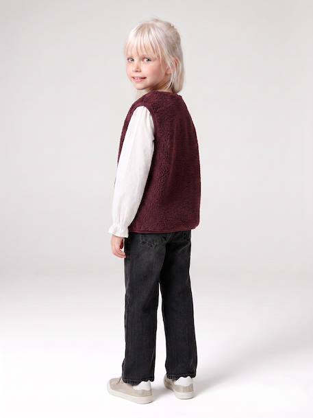 Mouwloos meisjesvest van sherpa pruim+rouge+vanille - vertbaudet enfant 