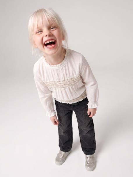 Meisjesblouse met lange mouwen ecru - vertbaudet enfant 