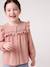 Chemise manches longues fille bleu ardoise+rose poudré+vanille - vertbaudet enfant 