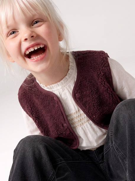 Gilet fille sans manches en sherpa blush+prune+vanille - vertbaudet enfant 