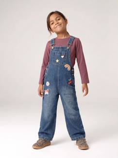 Meisje-Salopet, jumpsuit-Wijde salopet van jeans voor meisjes
