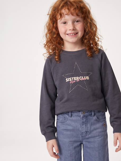 Meisjesshirt met studs inktblauw+pruim - vertbaudet enfant 