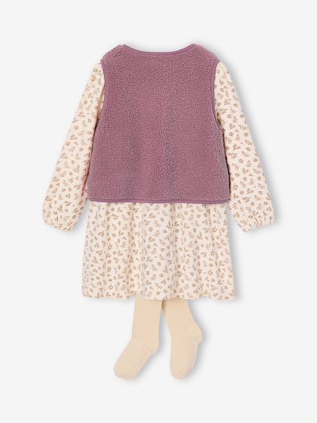 Ensemble robe 3 pièces enfant fille écru+mauve - vertbaudet enfant 