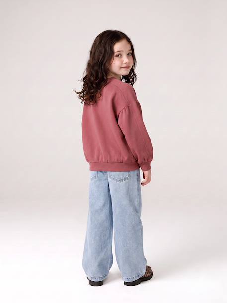 Wijde meisjesbroek gebleekt denim+middenblauw - vertbaudet enfant 