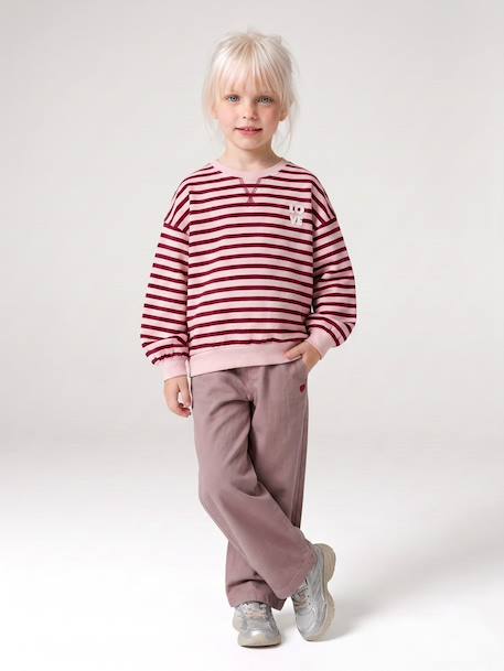 Meisjessweater met strepen ecru+rood - vertbaudet enfant 