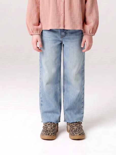 Rechte meisjesjeans lichtblauw+middenblauw - vertbaudet enfant 