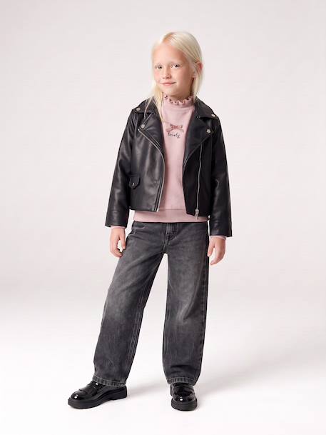 Mom jeans voor meisjes denimgrijs+lichtblauw+middenblauw - vertbaudet enfant 