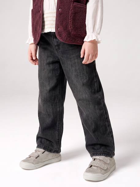 Ruime meisjesjeans MorphologiK met een smalle taille denimgrijs+donkerblauw+lichtblauw+middenblauw - vertbaudet enfant 