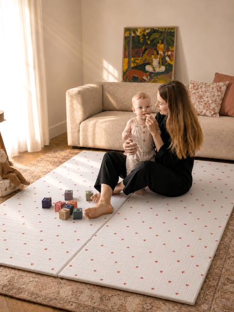 Grand tapis d'activités pliable écru+multicolore+rose+vert - vertbaudet enfant 