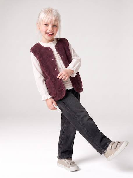 Ruime meisjesjeans MorphologiK met een smalle taille denimgrijs+donkerblauw+lichtblauw+middenblauw - vertbaudet enfant 