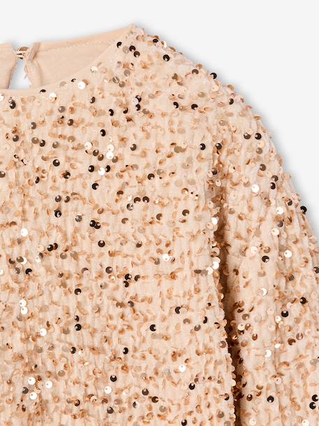 Meisjessweater met pailletten goud - vertbaudet enfant 