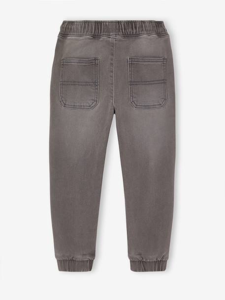 Pantalon jogger en denim effet molleton facile à enfiler garçon denim gris clair+stone - vertbaudet enfant 