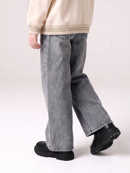 Wijde jeans voor meisjes met sterren denimgrijs+lichtblauw - vertbaudet enfant 