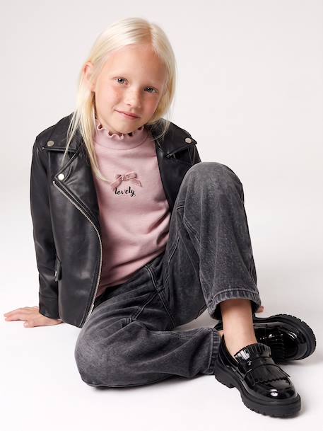 Sweat fille col montant rose pâle - vertbaudet enfant 