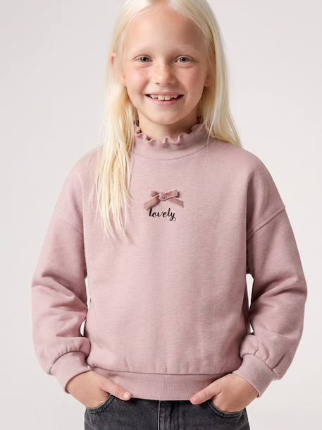 Sweat fille col montant rose pâle - vertbaudet enfant 