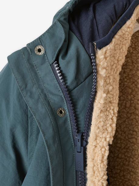 Parka 3 en 1 garçon amovible bleu ardoise+noix de pécan - vertbaudet enfant 