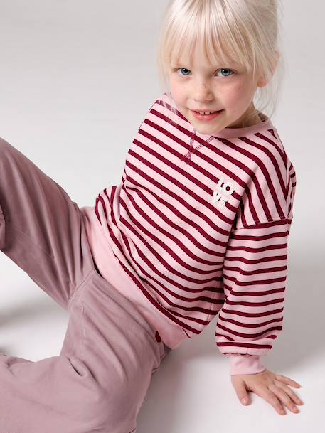 Meisjessweater met strepen ecru+rood - vertbaudet enfant 