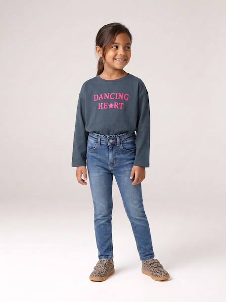 Slim jeans voor meisjes lichtblauw+middenblauw - vertbaudet enfant 