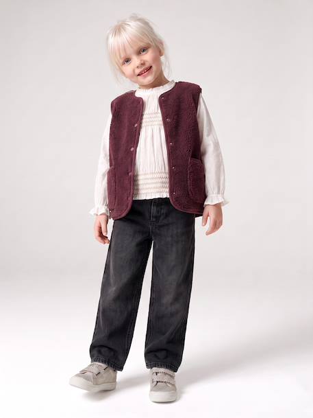 Ruime meisjesjeans MorphologiK met een smalle taille denimgrijs+donkerblauw+lichtblauw+middenblauw - vertbaudet enfant 