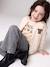 Sweat style teddy fille en molleton beige+gris chiné+marine - vertbaudet enfant 