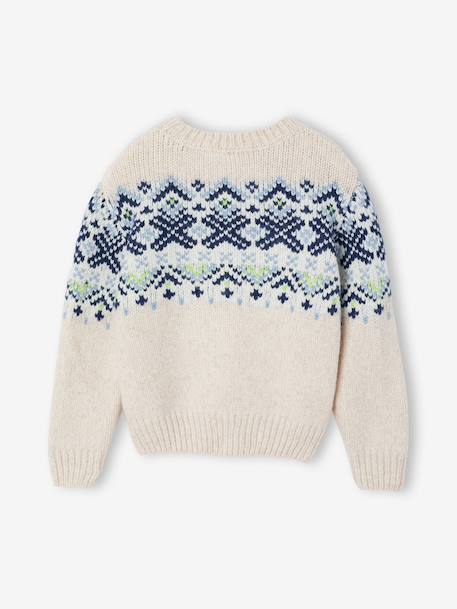 Jacquard trui voor jongens met ronde hals wit - vertbaudet enfant 