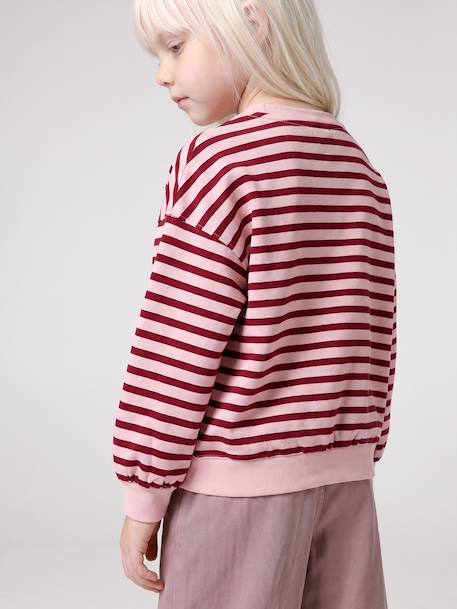 Meisjessweater met strepen ecru+rood - vertbaudet enfant 