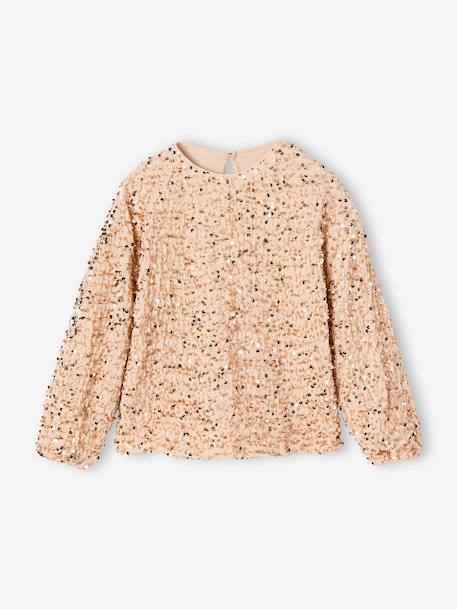 Meisjessweater met pailletten goud - vertbaudet enfant 