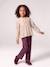 Geborduurde mom fit voor meisjes groengrijs+pruim+roze (poederkleur) - vertbaudet enfant 