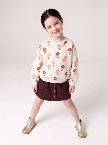 Meisjessweater met ronde hals ecru+ivoor+lichtroze+taupe - vertbaudet enfant 