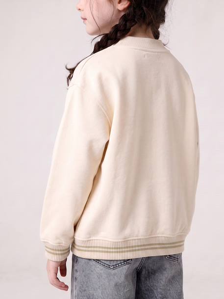 Sweat style teddy fille en molleton beige+gris chiné+marine - vertbaudet enfant 