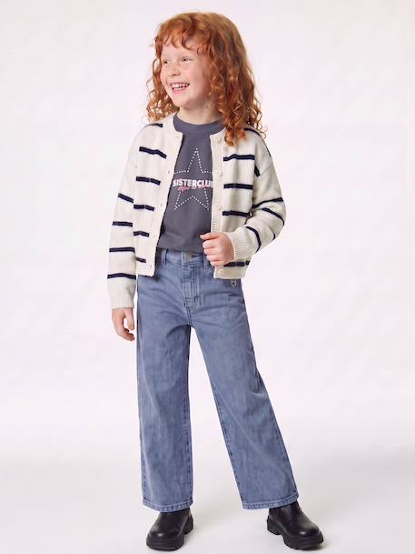 Pantalon fille large couleur bleu grisé+prune+rose+vert+vert de gris - vertbaudet enfant 