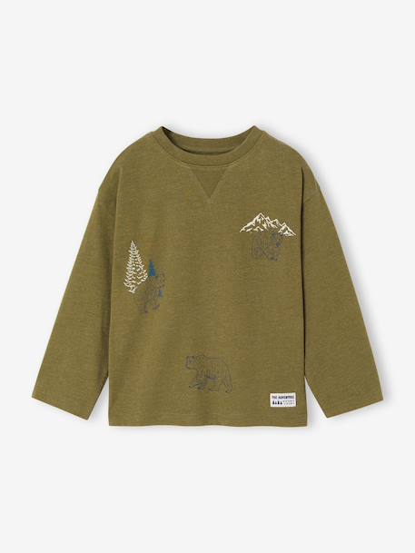 T-shirt manches longues garçon anthracite+jaune+pistache - vertbaudet enfant 