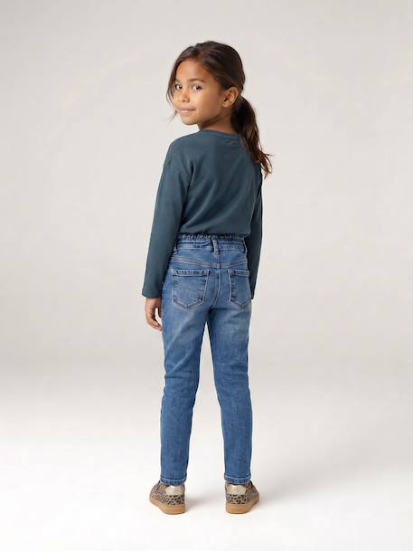 Slim jeans voor meisjes lichtblauw+middenblauw - vertbaudet enfant 