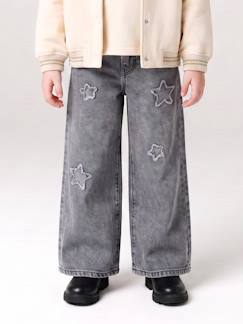 Meisje-Broek-Wijde jeans voor meisjes met sterren