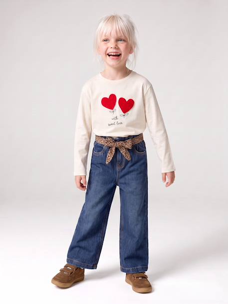 Jean large paperbag fille bleu foncé+bleu moyen - vertbaudet enfant 