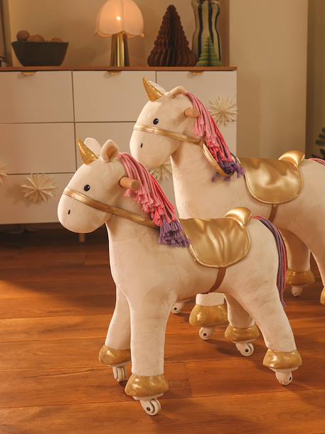 Licorne à roulettes en bois FSC® blanc+brun+écru+marron - vertbaudet enfant 