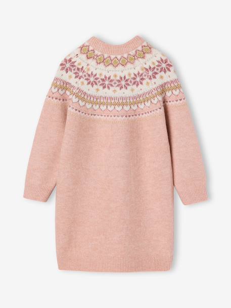 Robe fille manches longues camel+rose poudré+vert sauge - vertbaudet enfant 