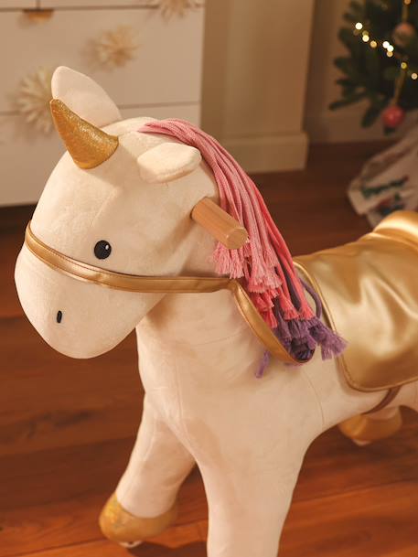 Licorne à roulettes en bois FSC® blanc+brun+écru+marron - vertbaudet enfant 